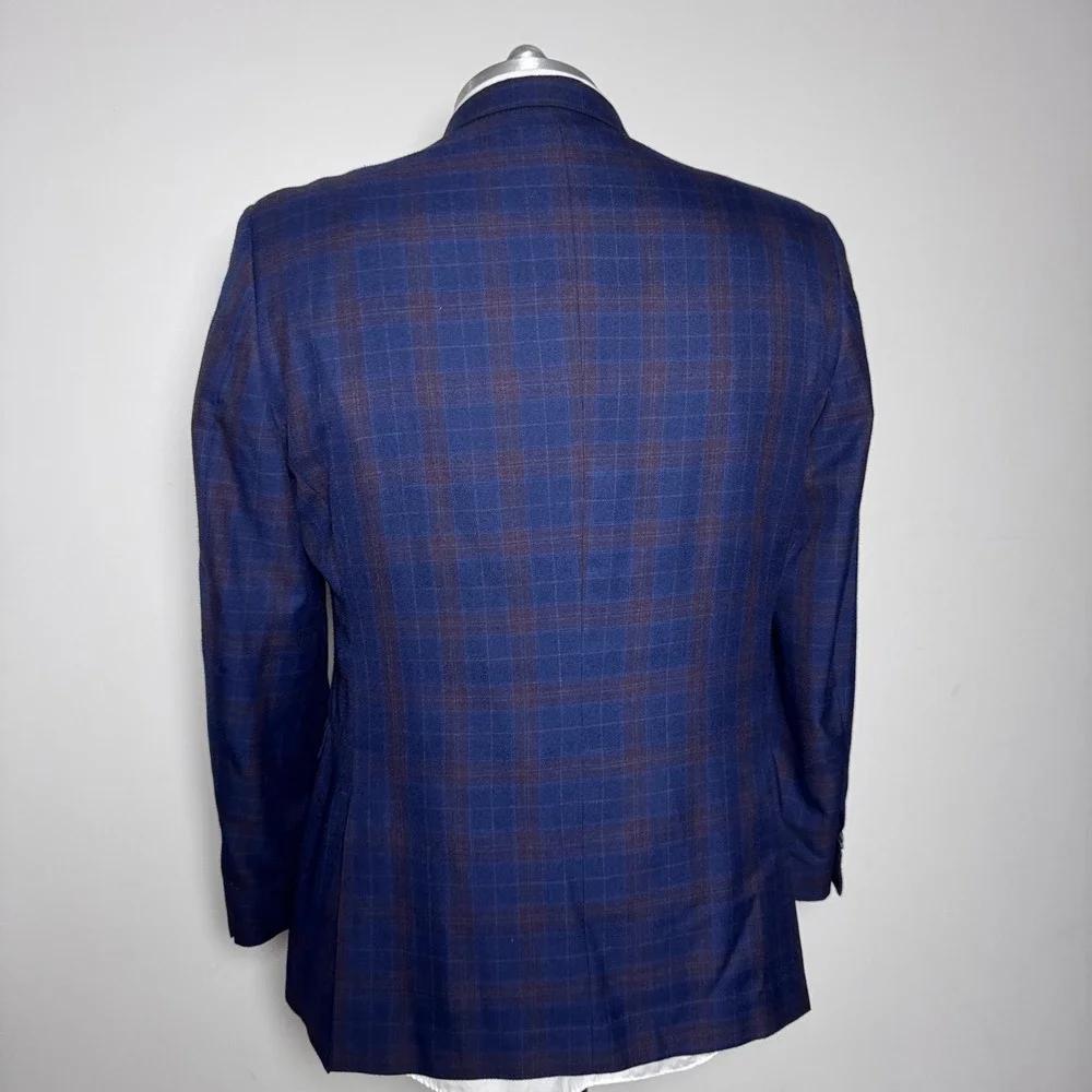 Tommy Hilfiger Sport Coat Mens 46L Blue Plaid Ethan Two Button Blazer